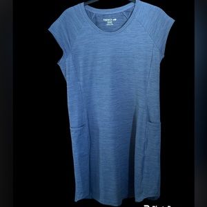 Toad&Co Blue/Gray Cap Sleeve Side Pockets Polyester/Spandex Hiking Beach Dress M